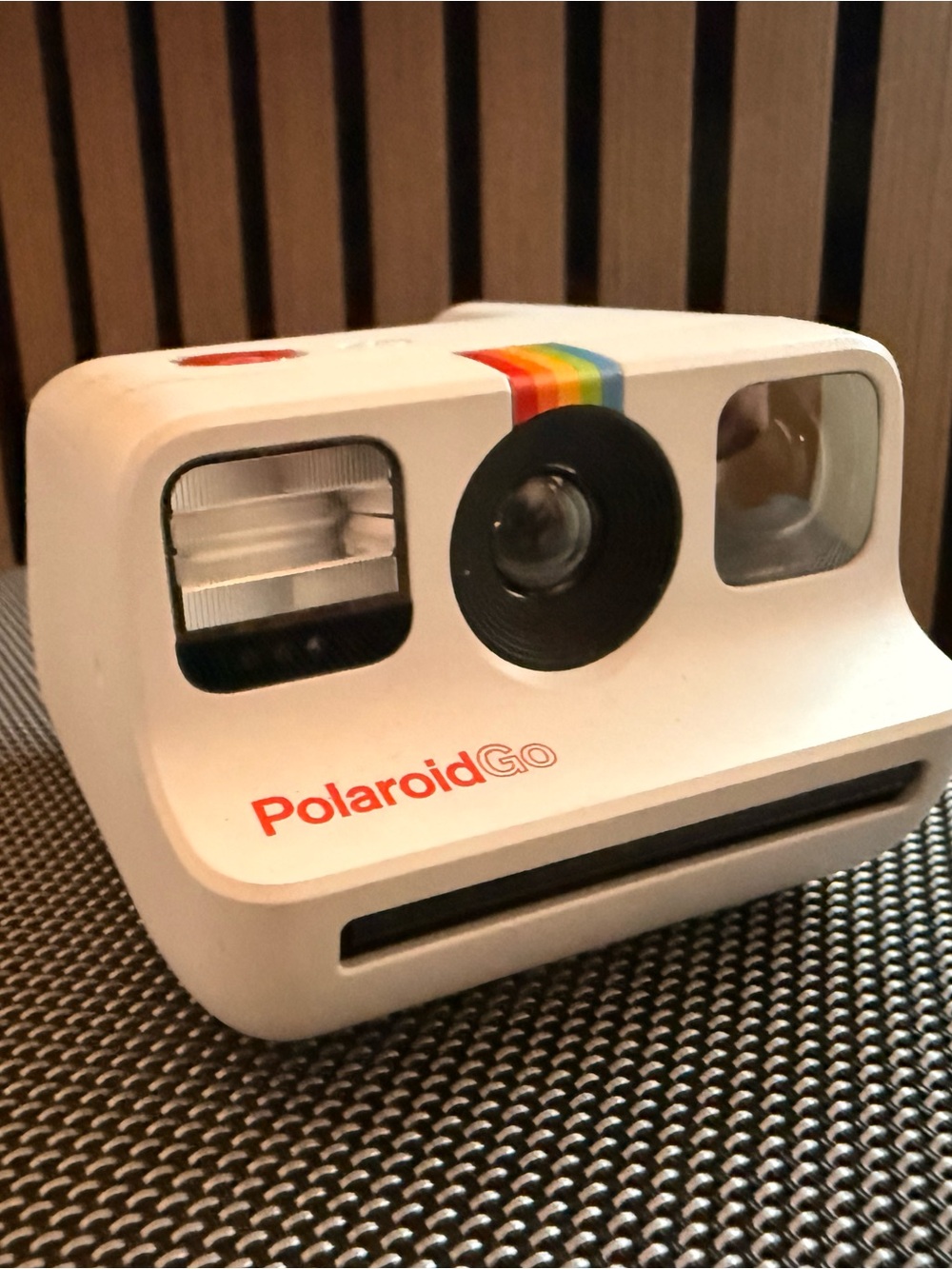 Polaroid Go Instant Camera in White with Rainbow Accent